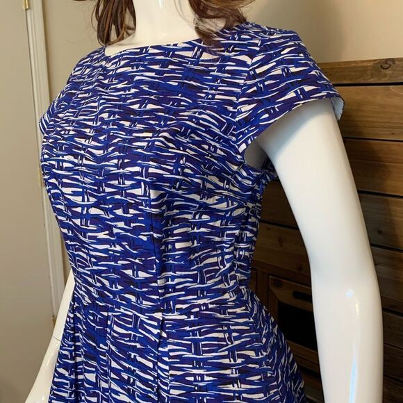 FELICITY & COCO Blue White & Black Classy Mini Dress Size medium - Picture 8 of 15